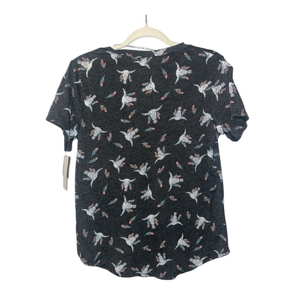 Grayson Threads Gray Skull Boho V-Neck Tee, XS - Picture 4 of 6